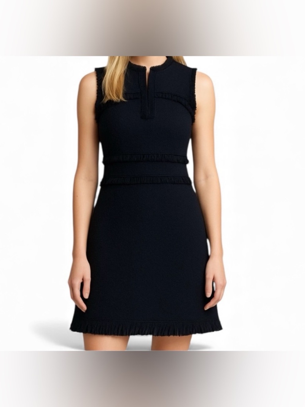 Tory Burch Navy Tweed Natalie Sheath Dress Preppy Resortwear Quiet Luxury - Picture 2 of 9